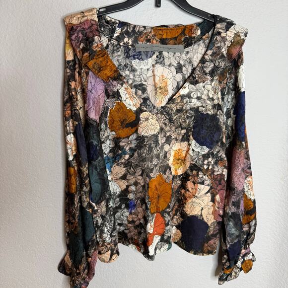 Raquel Allegra Floral Print Long Sleeve Blouse - Picture 1 of 8